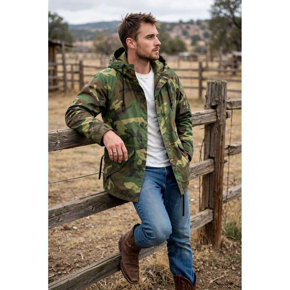 Vtg Alpha Industries Mens Medium Regular Parka Cold Weather Camo 90s Woodland
